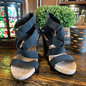 BCBG Strappy Criss Cross High Heels Bevlea-X Cork